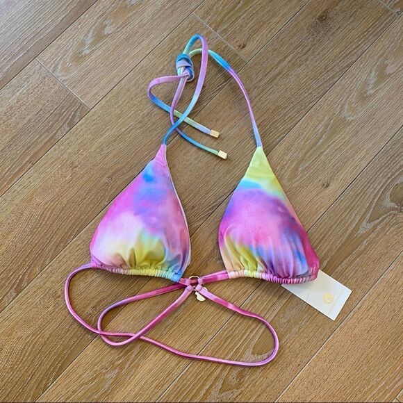NWT-PLUMERIA Tie Dye/Unicorn “Ariel” High Cut Leg Light Padding Top Bikini - Picture 4 of 13